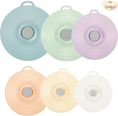 6 fundas para salpicaduras de microondas con 6 tamaños, tapas de silicona resistentes al calor para cuencos, tapas de olla reutilizables, cubiertas