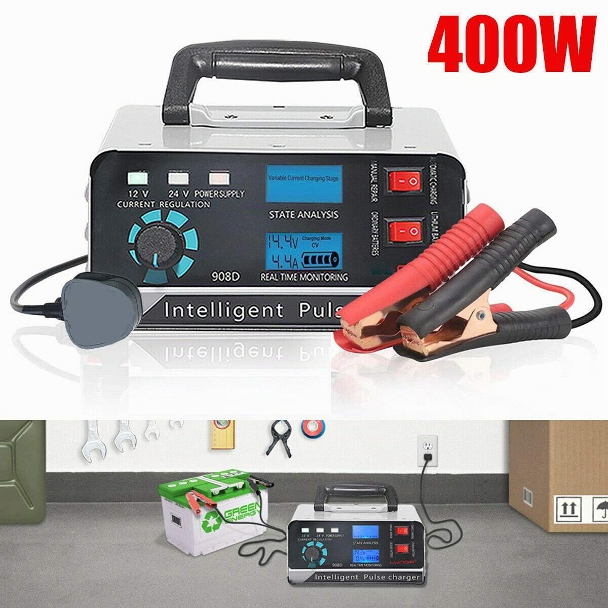 400 W 30a 12 V / 24 V Voiture Automatique Chargeur de Batterie Intelligent Impulsion Bateau de RéParation Trickle Prise EuropéEnne