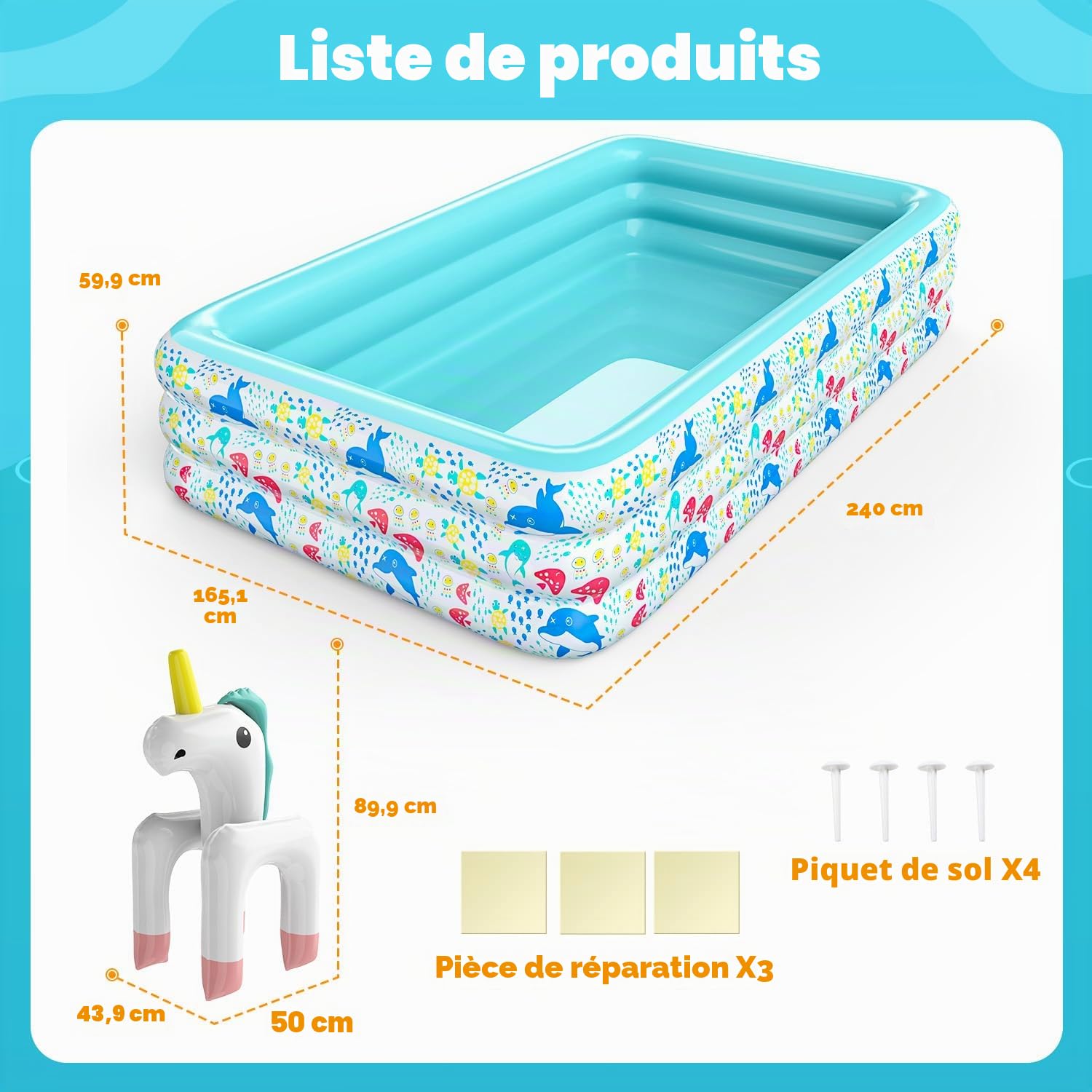 Piscine Gonflable Skirfy avec arroseur, Piscine de Jardin XXL 300 x 180 x 60 cm, Piscine pour Enfants épaissie adaptée aux Adultes et Enfants, Piscine extérieure Estivale pour Le Jardin