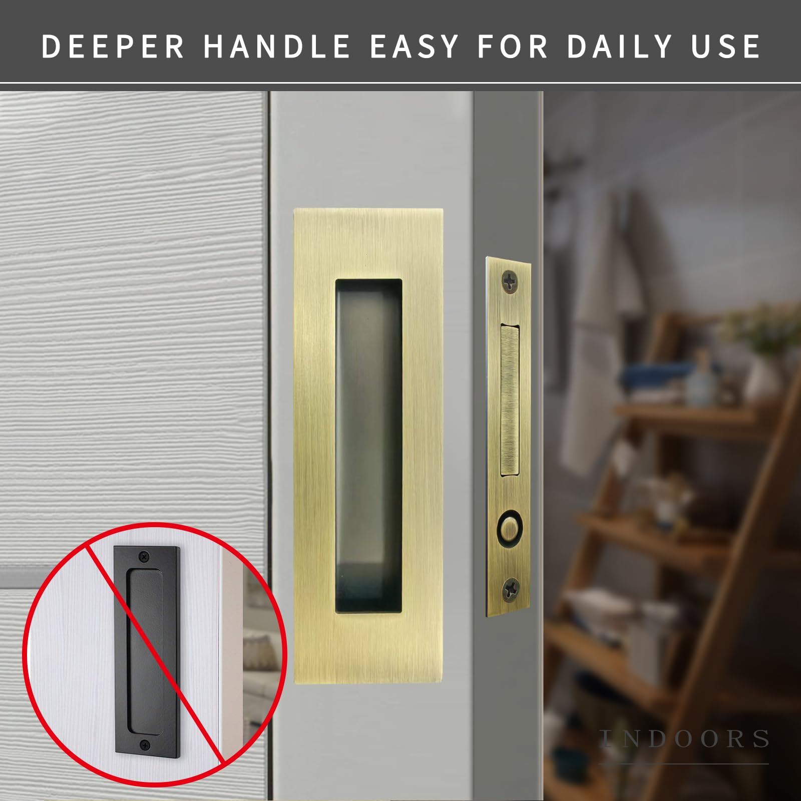 Recessed Finger Flush Pulls with Edge Pull Antique Brass - 6Inch Sliding Closet Door Handles Hardware Suitable for Pocket Door,Closet Door,Sliding Doors, Barn Door Handle — Amazon image 7