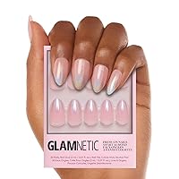 Vista 89 de Glamnetic Uñas a presión – Red Affair Uñas cortas de punta francesa con purpurina roja almendra con un acabado brillante 15 tamaños – Kit de 30