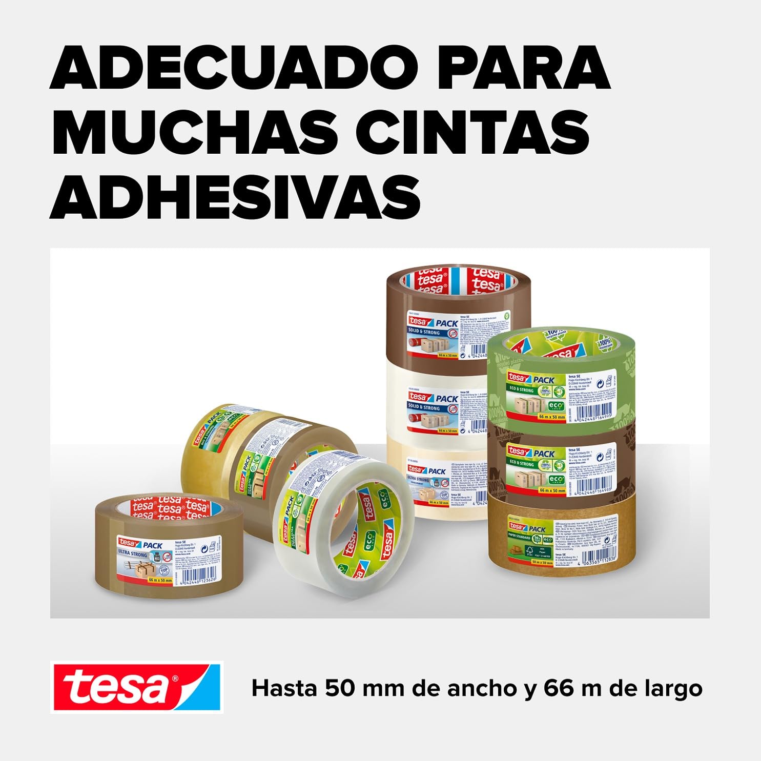 tesa Dispensador Manual Economy, Dispensador de Cinta Adhesiva Manual para Cintas de Embalaje de hasta 50 mm de Ancho