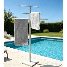Eadot Marble Base Free Standing Hot Tub Towel Rack for Spa, 304 Stainless Steel 6 Arms Standing Towel Sheet Holder Drying Rack Brushed Nickel