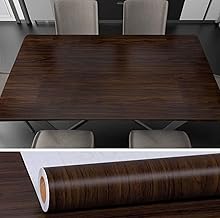Solid Self Adhesive Vinyl Wood Grain Wallpaper for Furniture Vinyl Stickers Wooden Door Desktop Wall Papers Kitchen Wallpaper (12 x 60 Inch, Dark Brown)