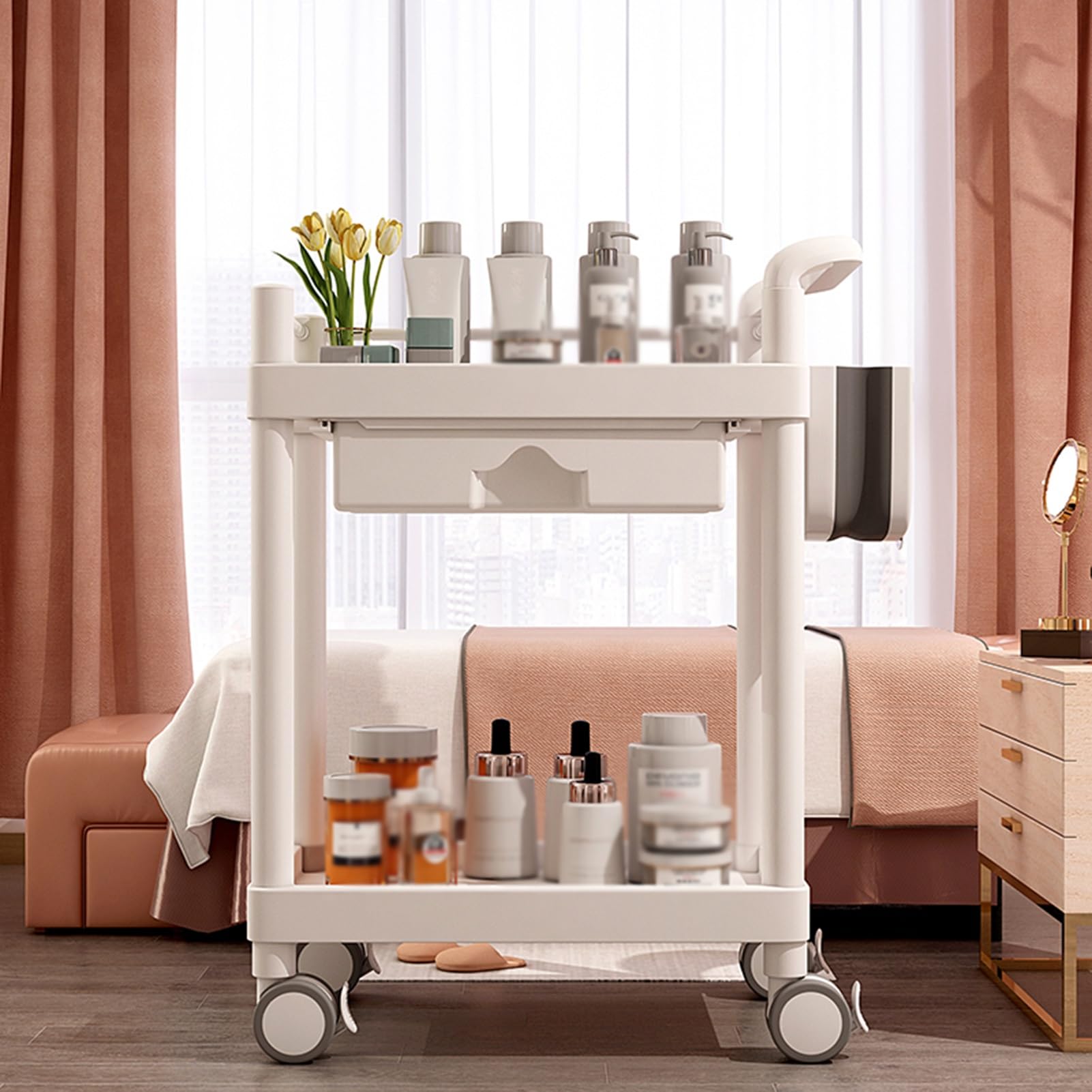 Wózek Fryzjerski, Dwupoziomowy Wózek Narzędziowy, Plastikowa Półka Do Przechowywania W Salonie, Do Salonu, Łazienki, Biura(Specification 3)