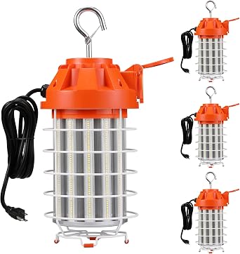 LEONLITE 130W LED Temporary Work Light, UL Listed, 17600LM, 5000K Daylight, Linkable Construction Work Light LED, Waterproof, Plug-n-Play Portable Jobsite Lighting, Pack of 4