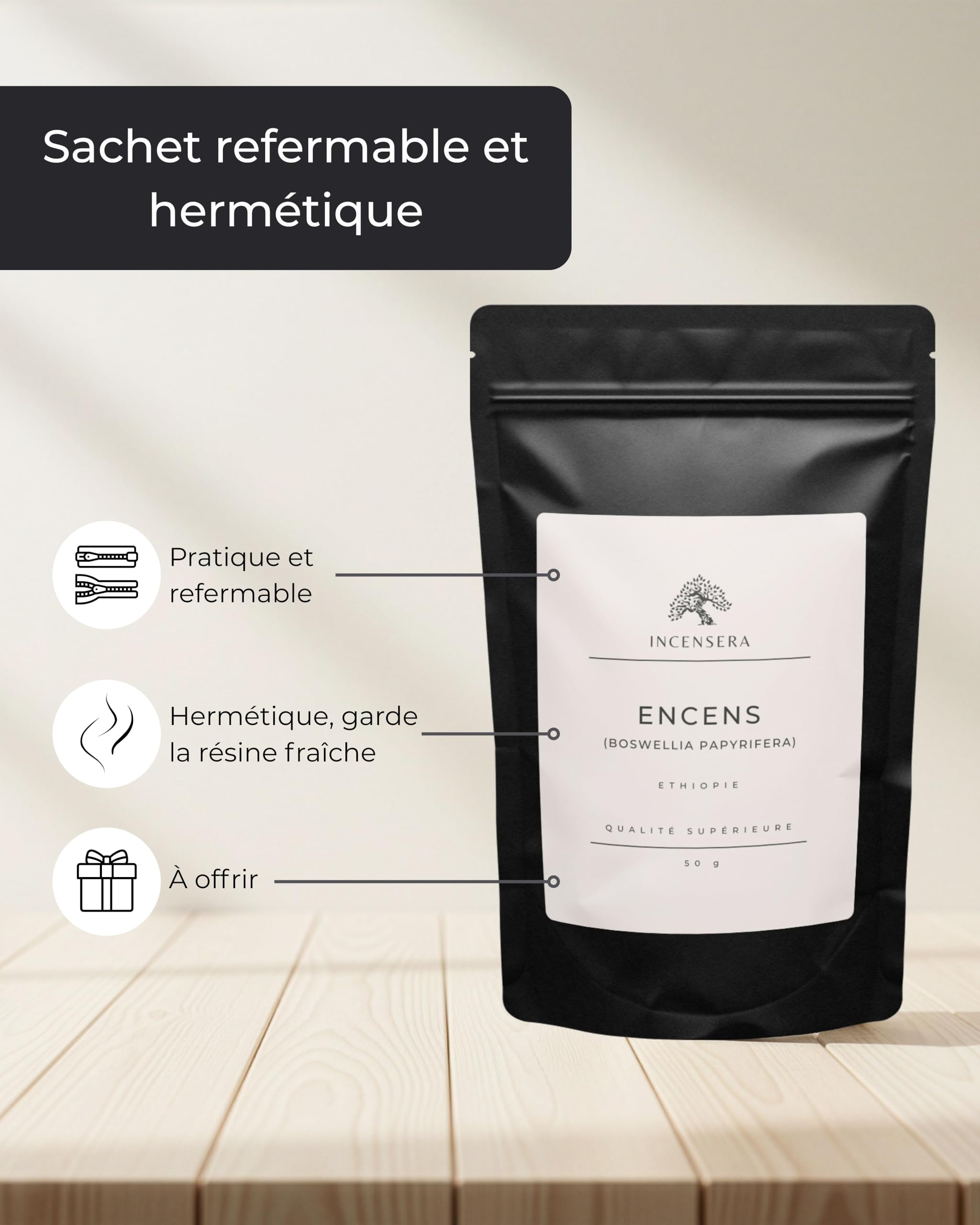 Encens Naturel en résine Boswellia Papyrifera 50g - Oliban éthiopien pour Purification