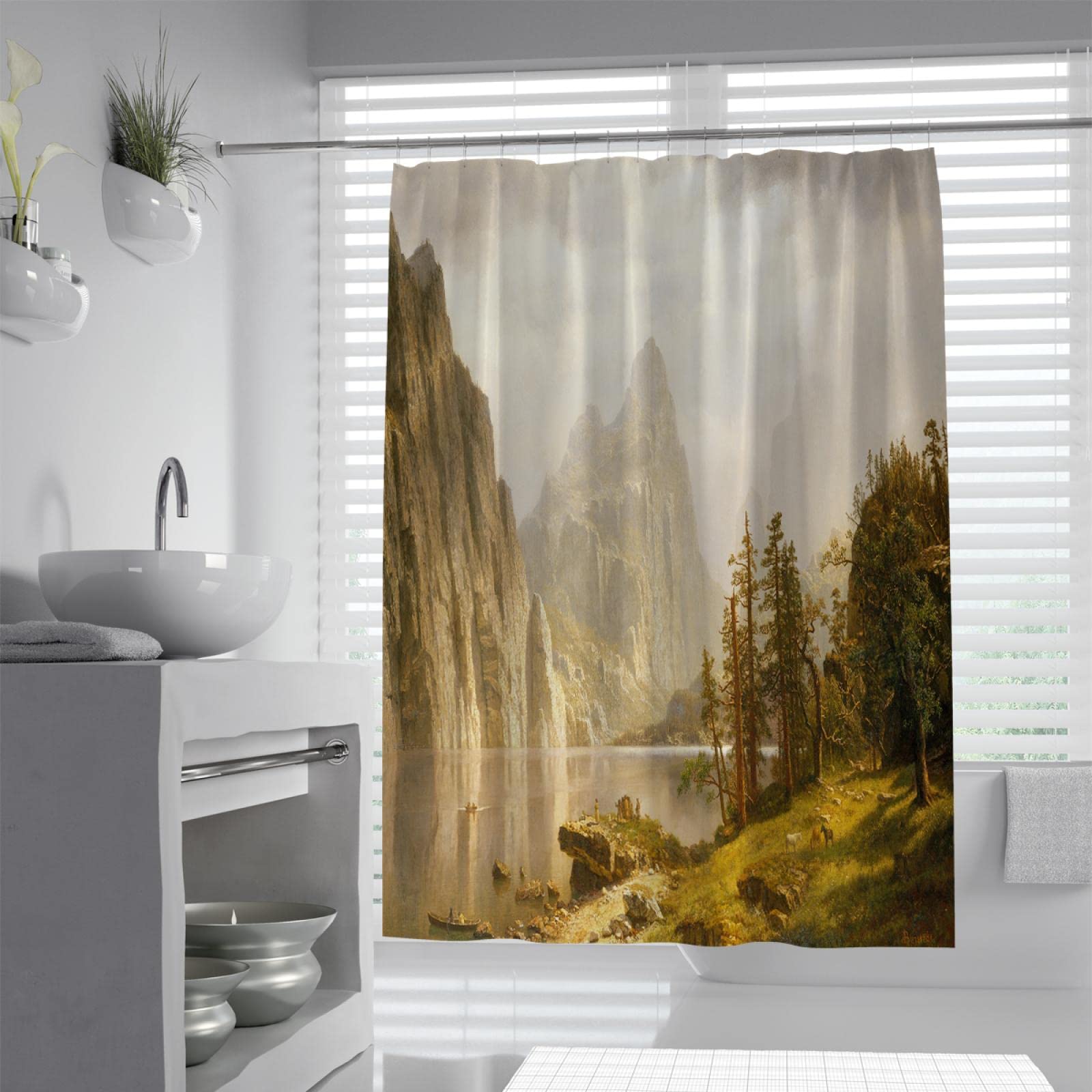 Albert Bierstadt zasłony prysznicowe, do łazienki, z 12 haczykami, standardowy rozmiar, szybkoschnące, 180 x 200 cm