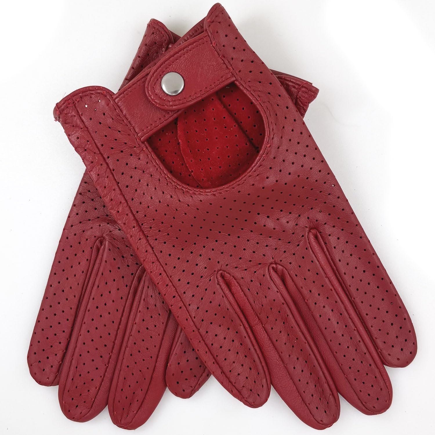 Guanti da guida da donna, eleganti, in vera pelle di agnello, sfoderati, touchscreen