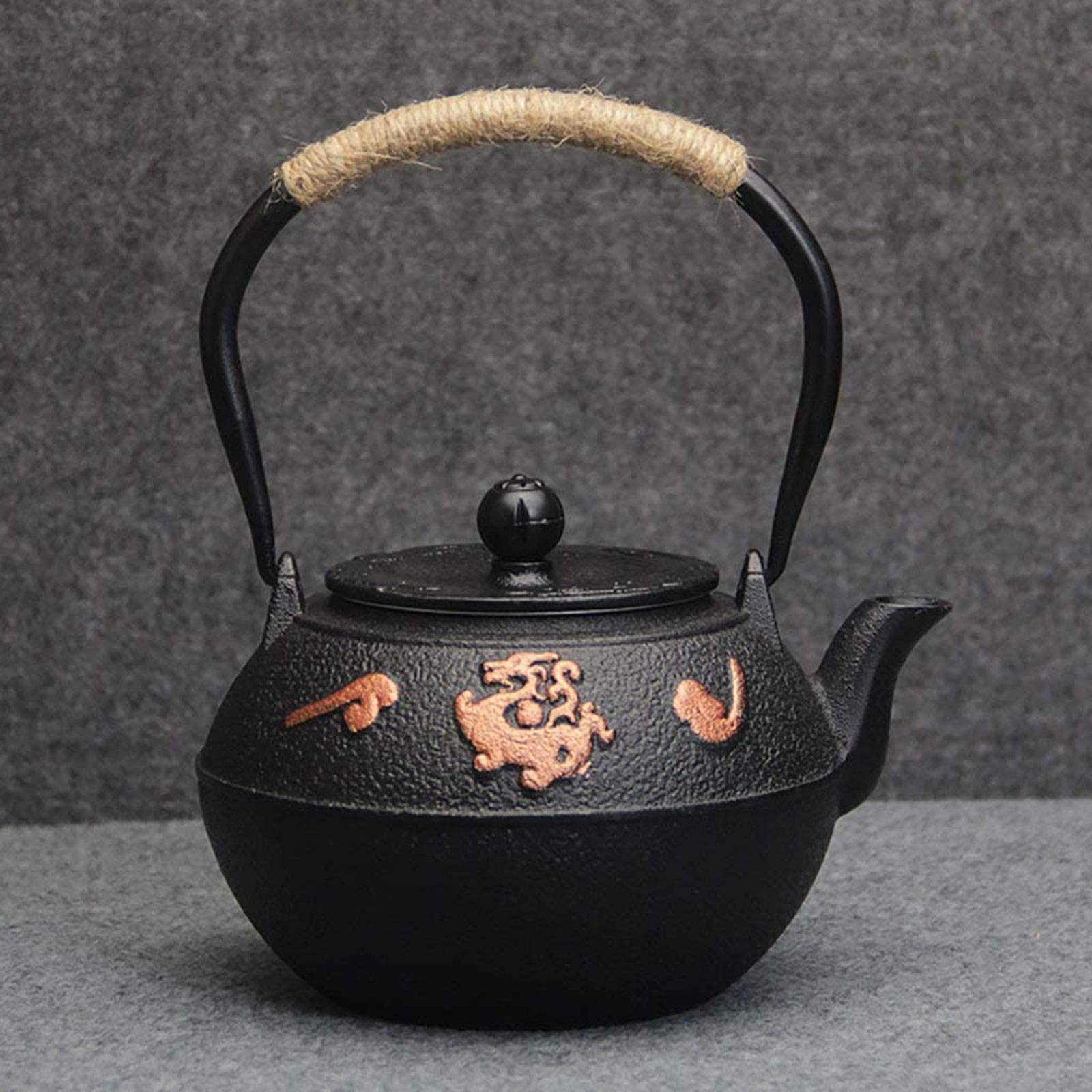MGEMJMJ 1.2L Teapot Tea Kettle Cast Iron Teapot With Stainless Steel Filter, Pure Handwork Retro Cast Iron Teapot, Japanese Tetsubin, Tea Set(Color:D)