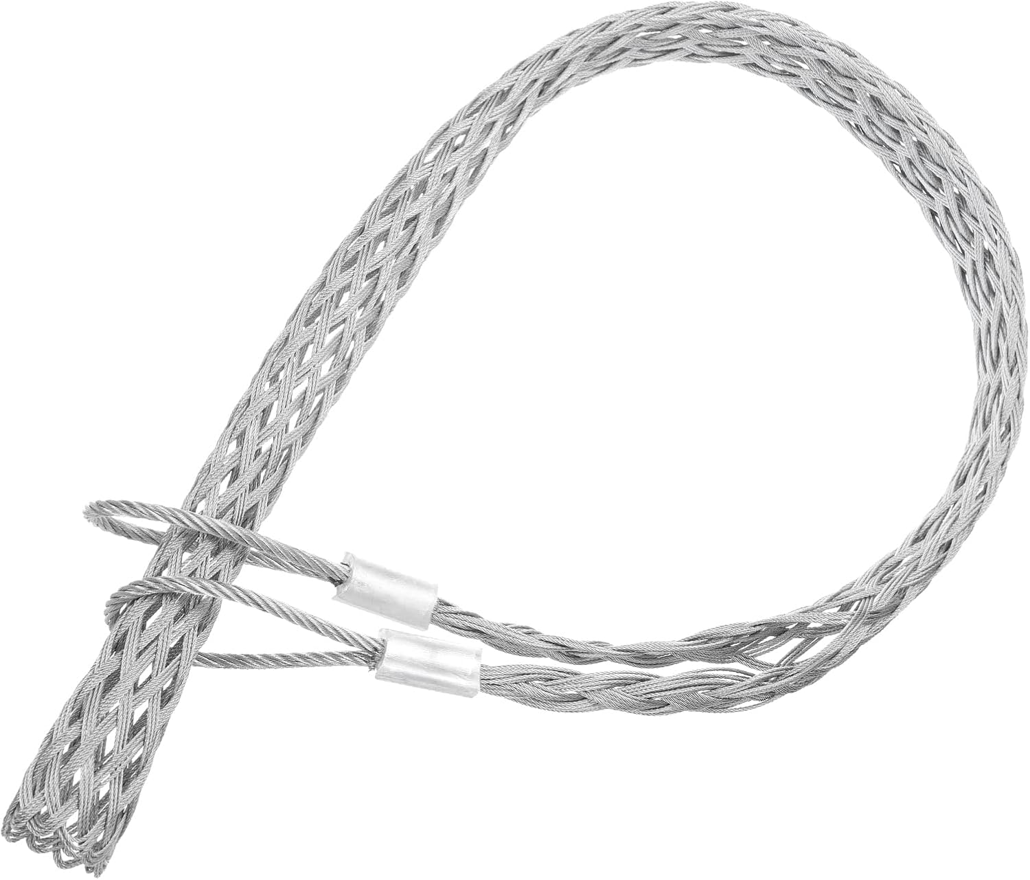 MECCANIXITY Cable Pulling Grip for 50-63mm Cable 115cm Wire Mesh Puller Socks Grip Double Head Galvanizing Steel Wire Grips Net Cover Smooth,1 Pcs(Silver)