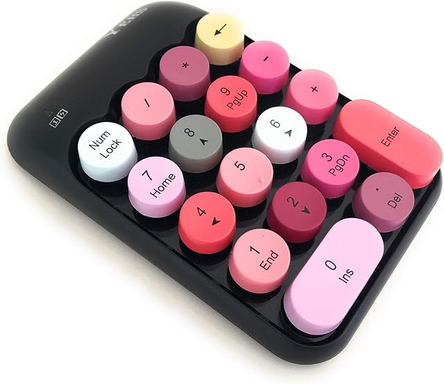 Wireless Numeric 18 Keys Keypad 2.4 GHz USB Portable Colorful Number Keyboard for Laptop, Desktop, Surface Pro, PC, Notebook
