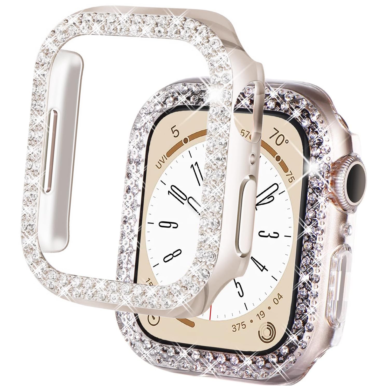 DEALELE [2-PACK Case Compatible with Apple Watch Series 6/5 / 4 / SE2 / SE (40mm), Bling Double-Rows Rhinestone Diamond Protective Case Cover