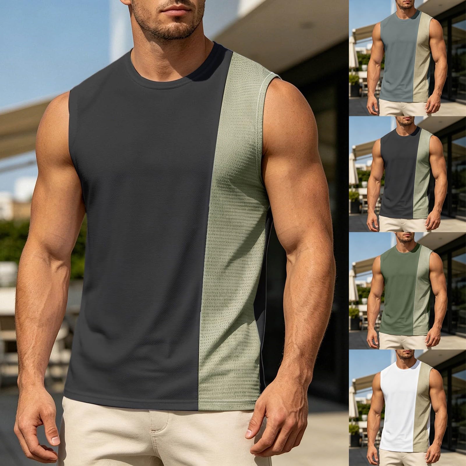 Camiseta de tirantes deportiva para hombre, sin mangas, de secado rápido, transpirable, sin mangas, camiseta deportiva