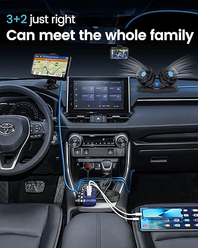 Miniatura 4 de YANTU - Adaptador de encendedor de cigarrillos QC3.0 y PD 40W, divisor de encendedor de cigarrillos de 3 salidas y 140W con toma USB de 12V,