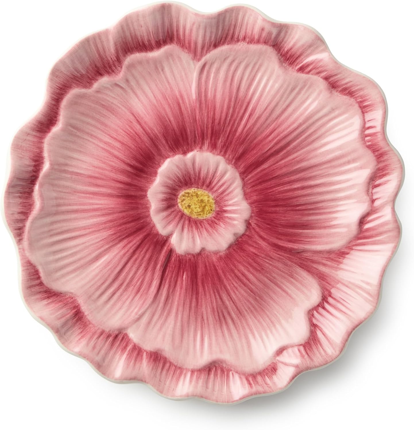 Wildflowers 3‑D Ceramic DESSERT/SALAD PLATES, SET OF 4, 6‑inch sculpted floral plates with raised petals and botanical detail, ideal for desserts, pastries, snacks, tea‑time