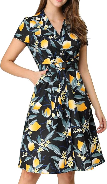 Lemon print shirt dress Clearance