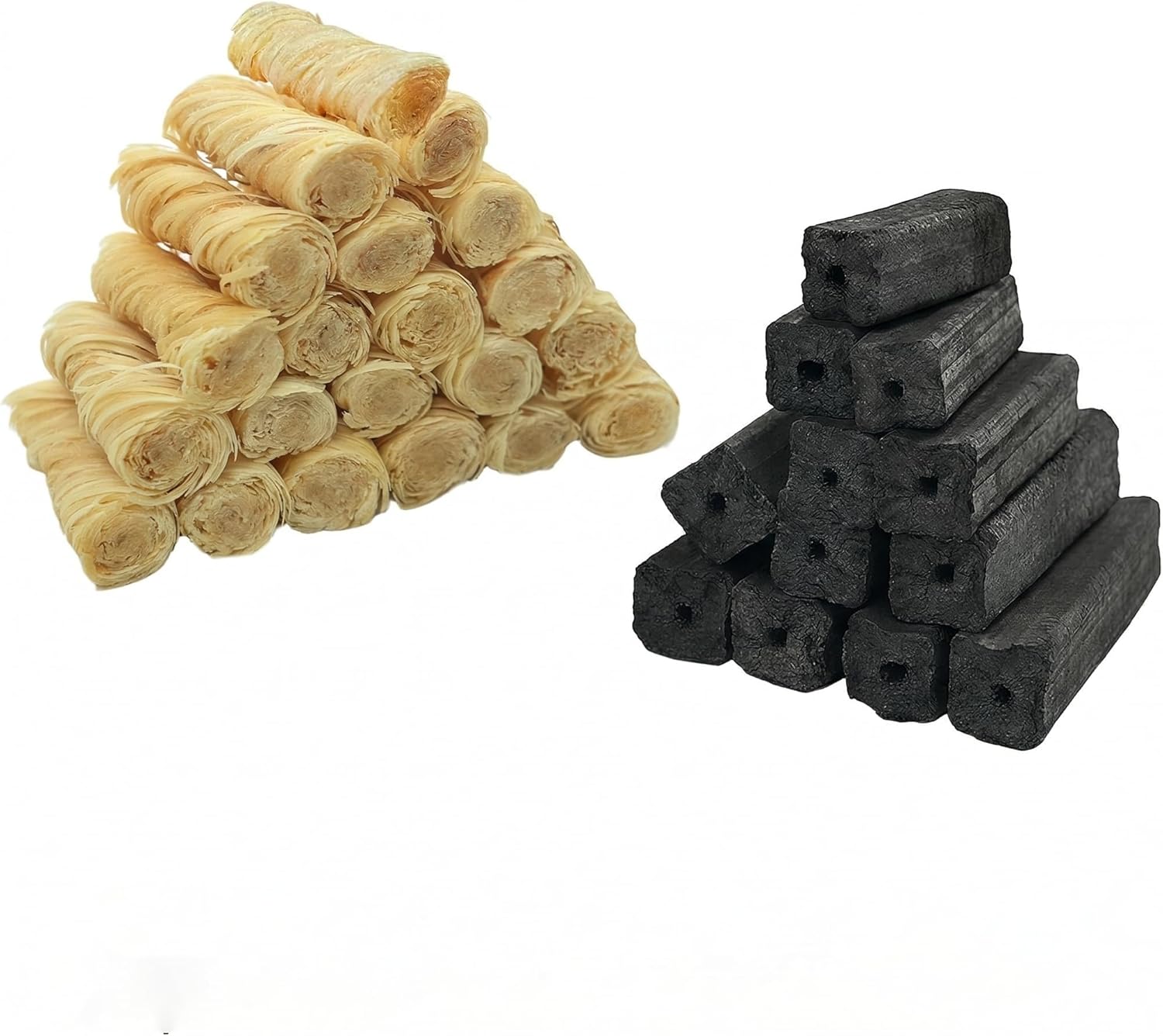 10lb Natural Bamboo Charcoal & 20 pcs Natural Fire Starters for Grilling & BBQ – Long Burning Charcoal for Grill, Smoker & Outdoor Cooking, Barbecue Grills, BBQ, Fire Pit, Pizza Oven,Smokers