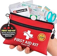 Vista 1 de Protect Life Kit de primeros auxilios, kit de primeros auxilios de viaje para automóvil, 100 piezas compacto de preparación para emergencias, kit