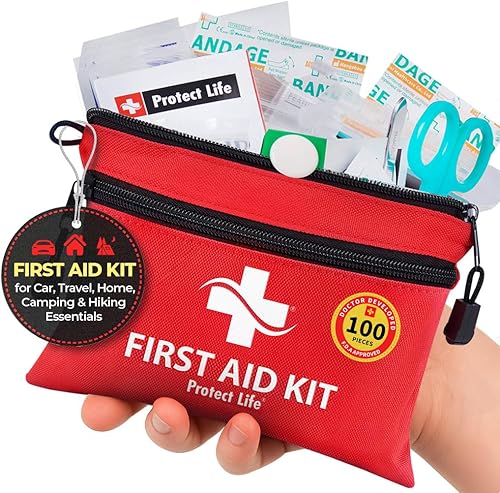 Protect Life Survival First Aid Kit for Home/Business, Camping Survival Kits | Mini Travel First Aid Kit | Camping Equipment | Small Kits for Car |
