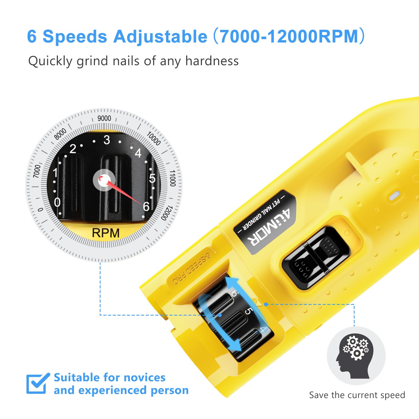 4UMOR Elektryczny Pilnik do Paznokci dla Psów 600 mAh 45 dB 6 Prędkości 2 LED z 3 Portami USB