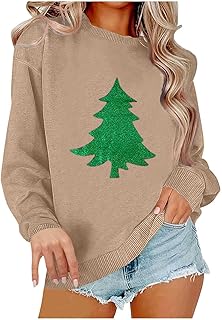 Womens Merry Christmas Crewnecks Sweatshirt Graphic Holiday Tops Long Sleeve Shirts Sweater Funny Ladies Clothes 2024