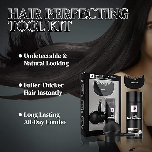 Miniatura 4 de Fibras capilares para adelgazar el cabello, aplicador de fibra 3 en 1, fibras de construcción de cabello de ocultación natural, spray de larga