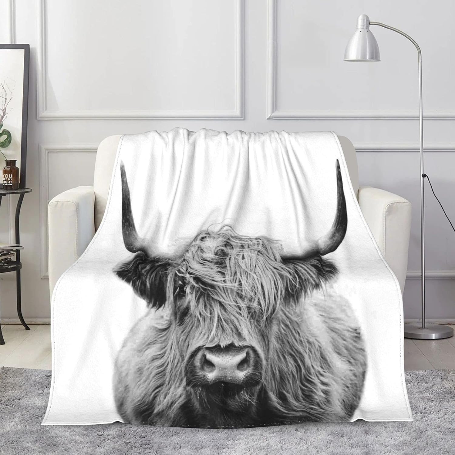ONE TO PROMISE Highland Cow Blanket, Portrait of Scotland Scottish Highland Horns