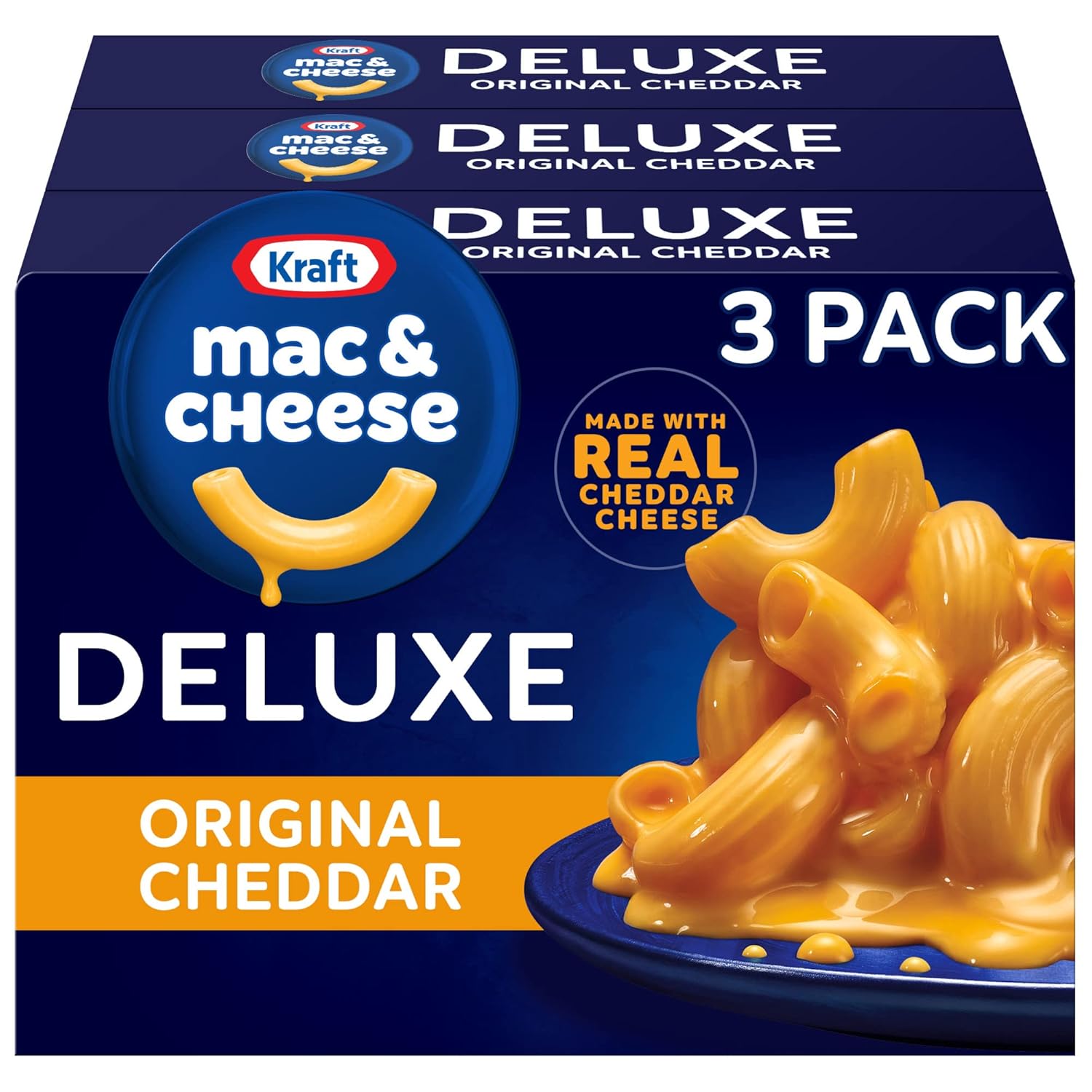 Kraft Deluxe Original Cheddar Macaroni &amp; Cheese Dinner 3 ct Pack, 14 oz Boxes