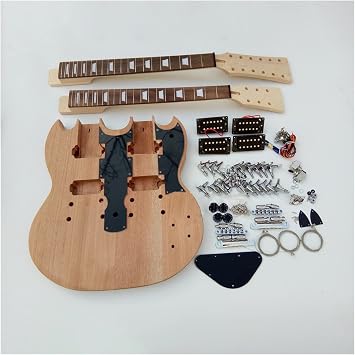Unfinished new double head electric guitar pro electric guitar kit with all hardware