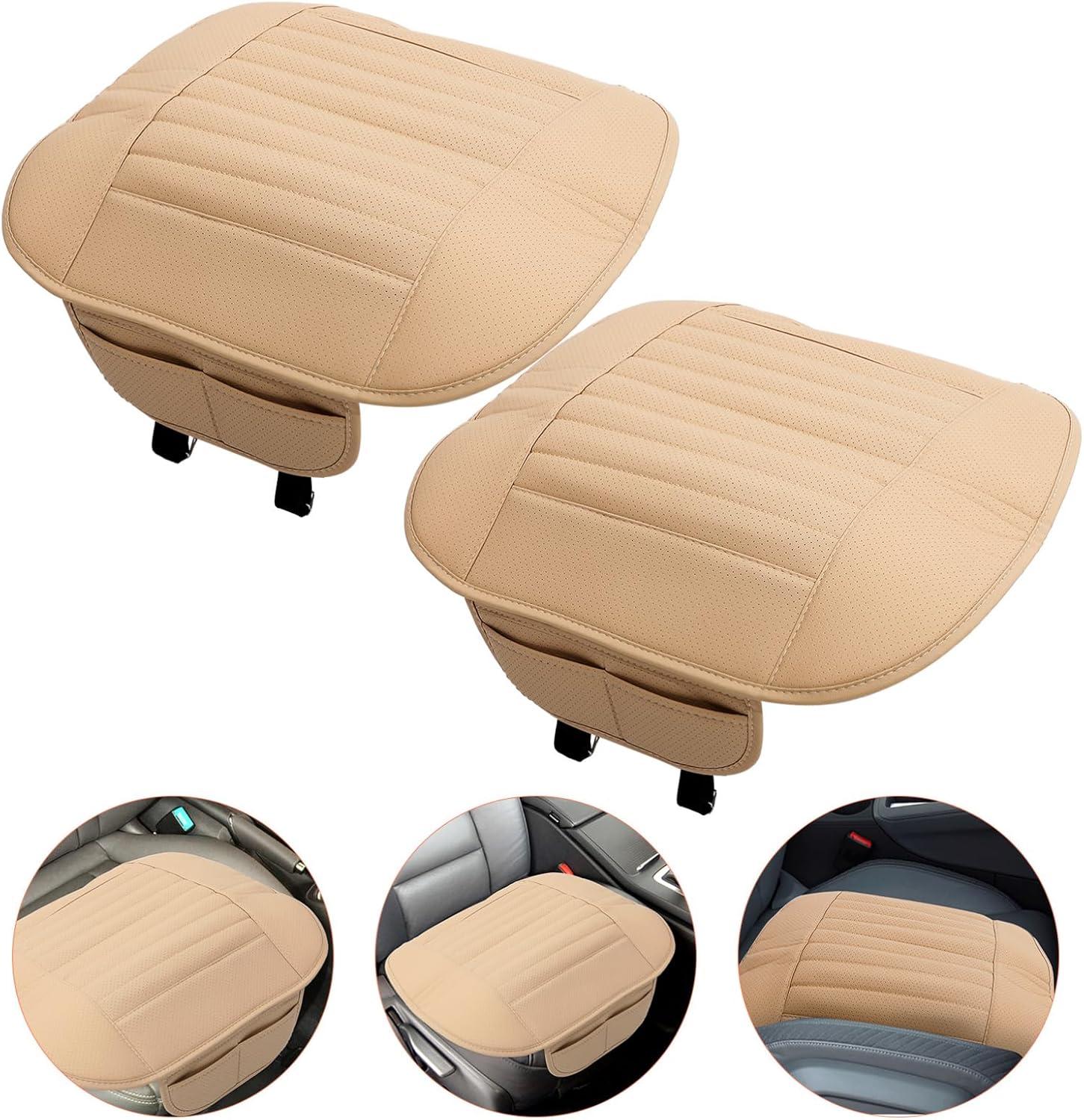 ARTIBETTER Front Car Seat Cover Protector, 2pcs Car Seat Covers for Front Seats Waterproof Seat Cover for Cars Trucks, 61.00X51.00X0.50CM, Beige, JK08ZZP40M14Z3RLCEK9KWQ