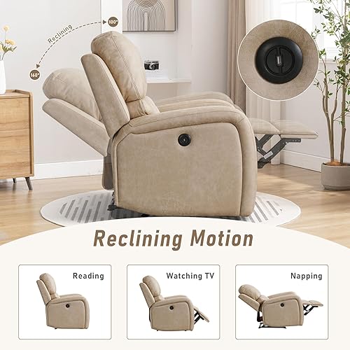 Miniatura 6 de Silla reclinable eléctrica, sillón reclinable de piel sintética suave con respaldo acolchado, sofá reclinable de alta resistencia para sala de estar