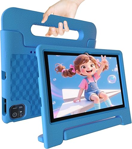 NRKDUBQ Tablet Android de 15 pulgadas para niños de 10.1 pulgadas con funda protectora EVA, 8 GB de RAM, 64 GB de almacenamiento, tabletas para