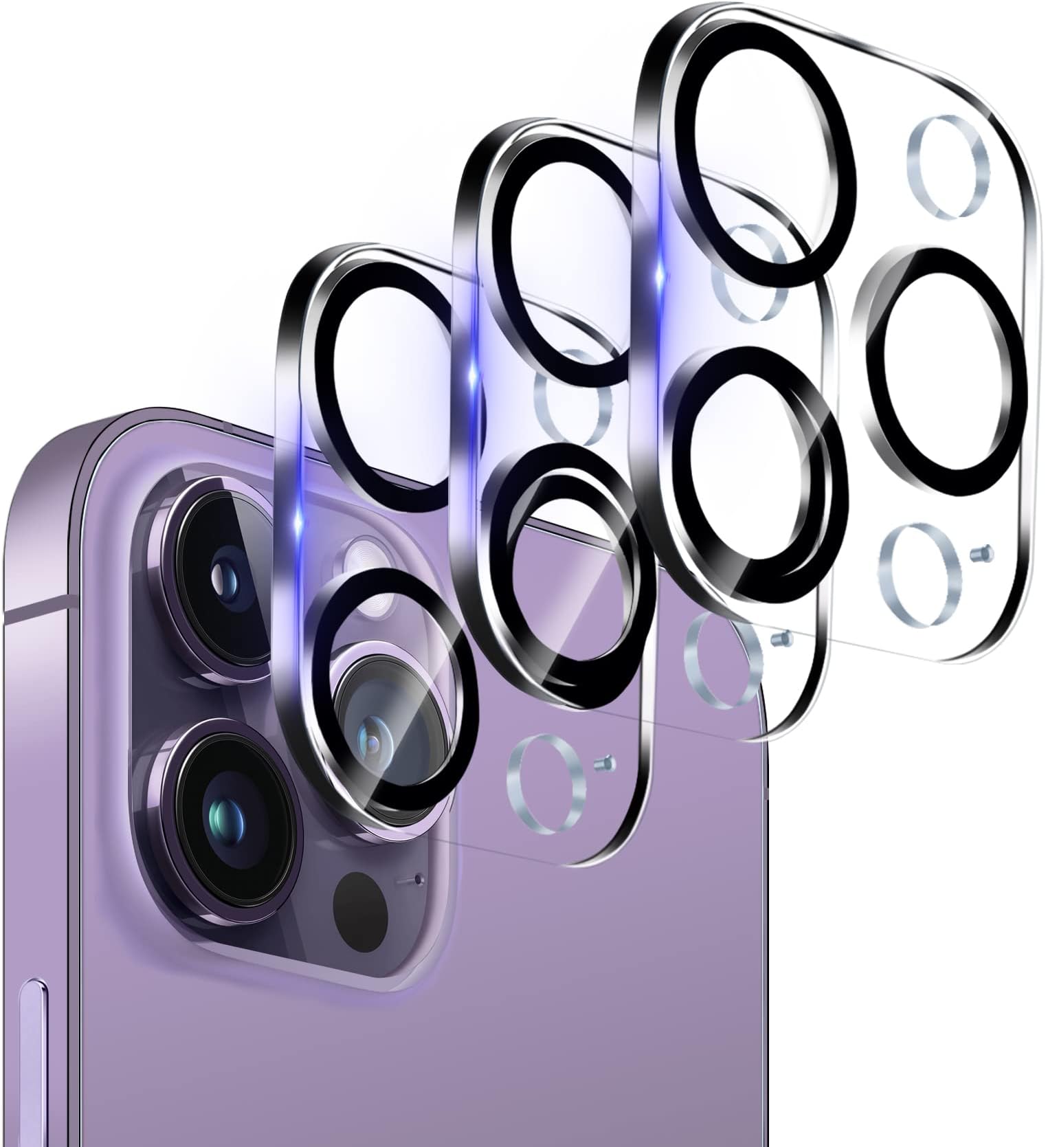 3 Pack Tempered Glass Camera Lens Protector for iPhone 14 Pro 6.1" & iPhone 14 Pro Max 6.7", Ultra HD, 9H Hardness, Anti-Scratch, Case Friendly, Easy to Install [No Affect on Night Shots]