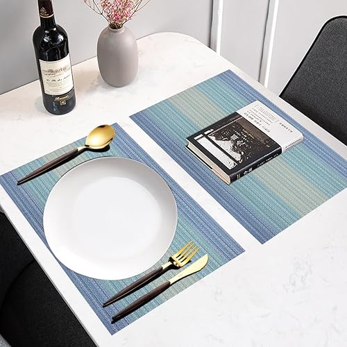 Miniatura 4 de PIGCHCY Manteles individuales lavables de vinilo, elegantes manteles individuales resistentes al calor para mesa de comedor, juego de 6 unidades,