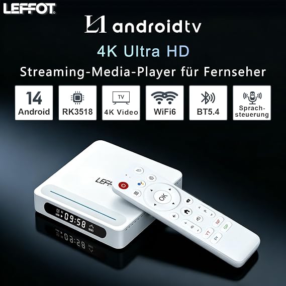 Android 14.0 TV Box LEFFOT L1 4K UHD TV Streaming Box 2GB RAM 16GB ROM