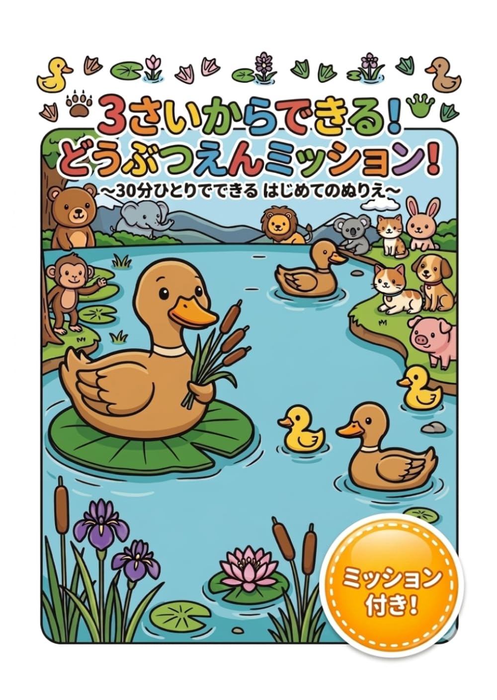 3才からあそべるどうぶつえんミッション！: 30分ひとり遊びできるミッションつき塗り絵