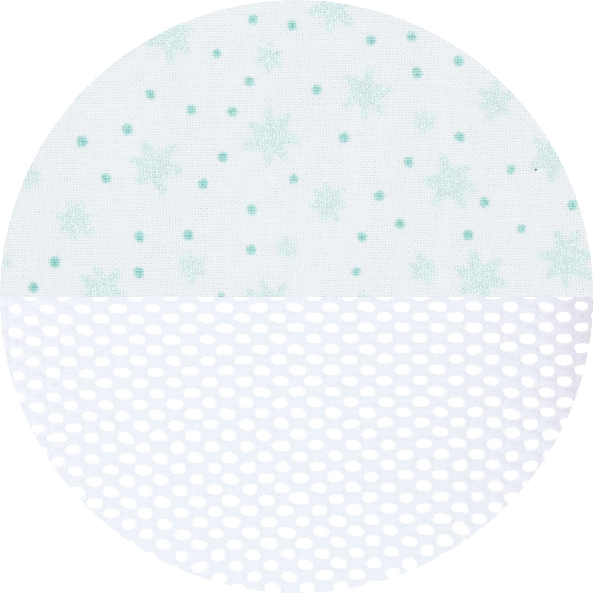 babybay Paracolpi in rete adatto per modello Boxspring XXL, bianco con stelle glitterate e menta