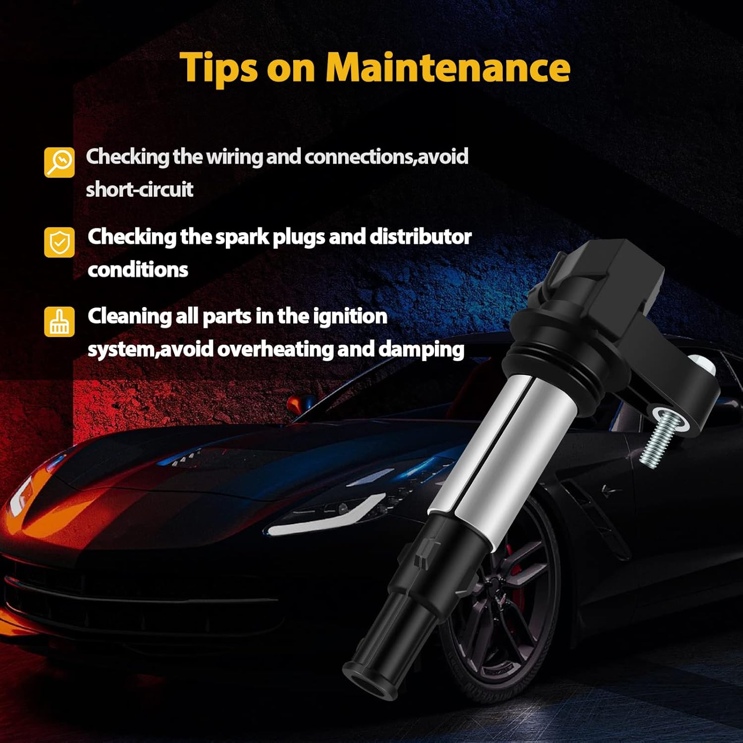 OCPTY Ignition Coil Coils Pack fits UF375 C1508 E405,for Saturn Outlook 3.6L 2009,for Saab 9-3 2.8L 2006-2009,for Saab 9-3 2.0L 2006-2007 set of 6