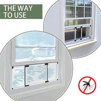 [FOR SMALL WINDOWS ONLY] FLYZZZ Adjustable Screen , 2 Packs 10 H x Fits 14 to 24 W | Stop & Measure Before Buying | Perfect for Bathroom & Basement Windows