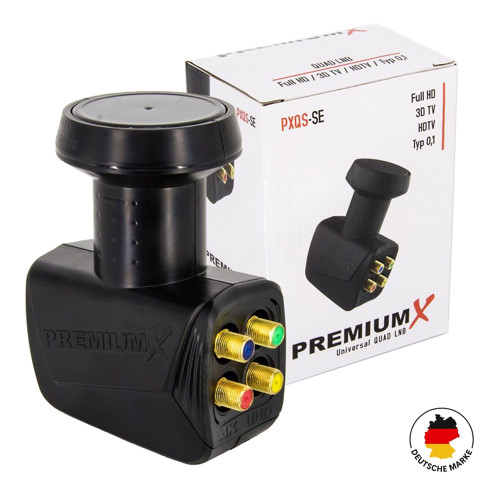Premium X Satelliten-Komplettanlage Fuba DAA 780 R Satellitenschüssel Alu Rot Quad LNB schwarz 8X F-Stecker für 4 Teilnehmer