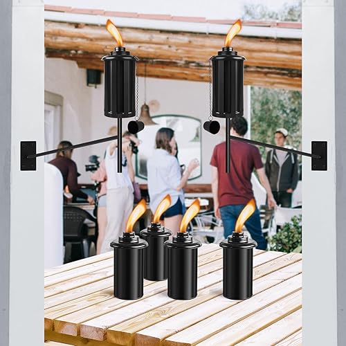 Miniatura 7 de 4 linternas de citronela montadas en la pared para exteriores, antorchas de metal de 16 onzas, decoración de jardín al aire libre, antorcha de metal