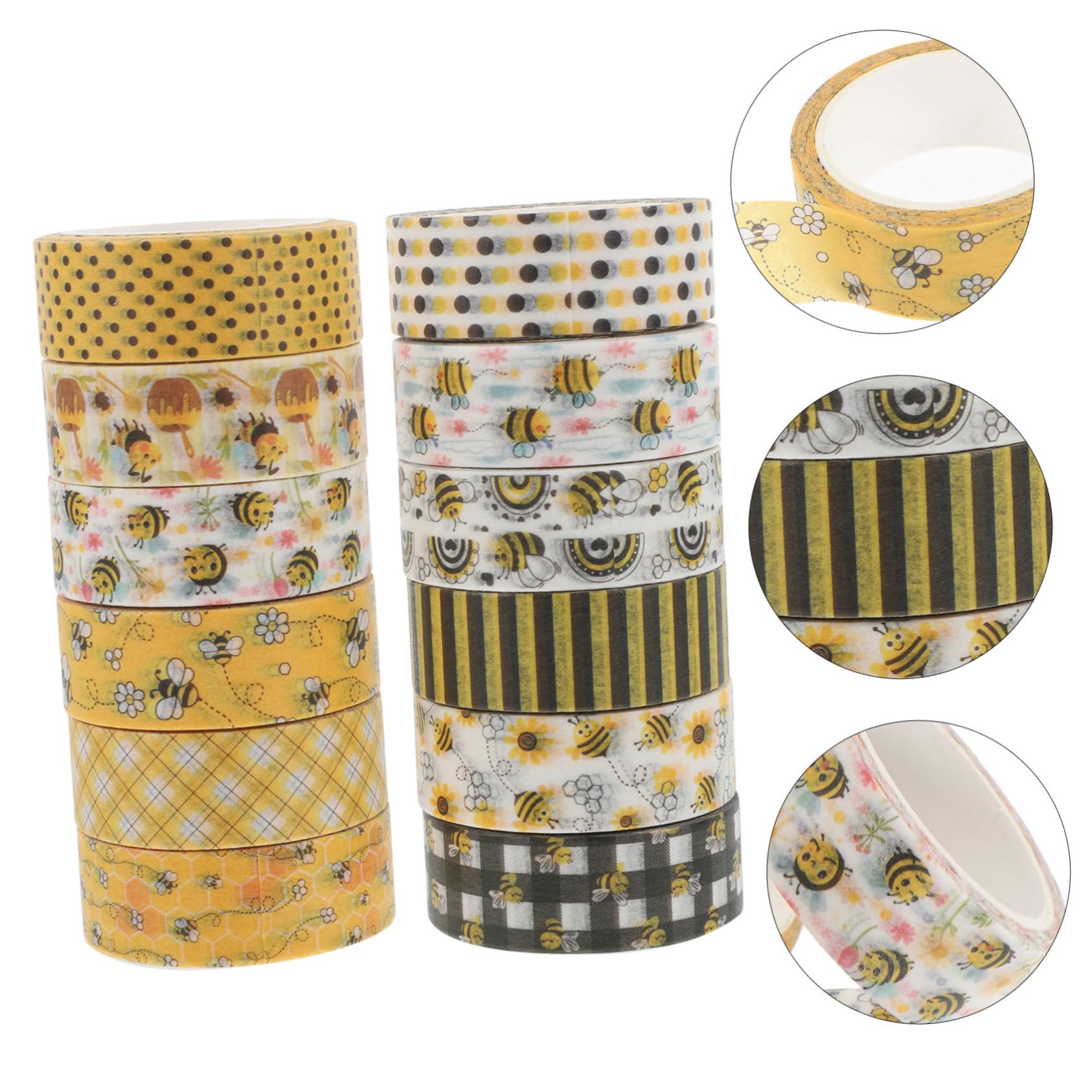 HOMSFOU 5 Sätze Washi Tape Set Mit Bienenmotiven Dekoratives Scrapbooking Tape Für Diy Projekte Geschenkverpackungen Und Bastelarbeiten Für Handbücher Und Tagebücher 12 Rollen * 5