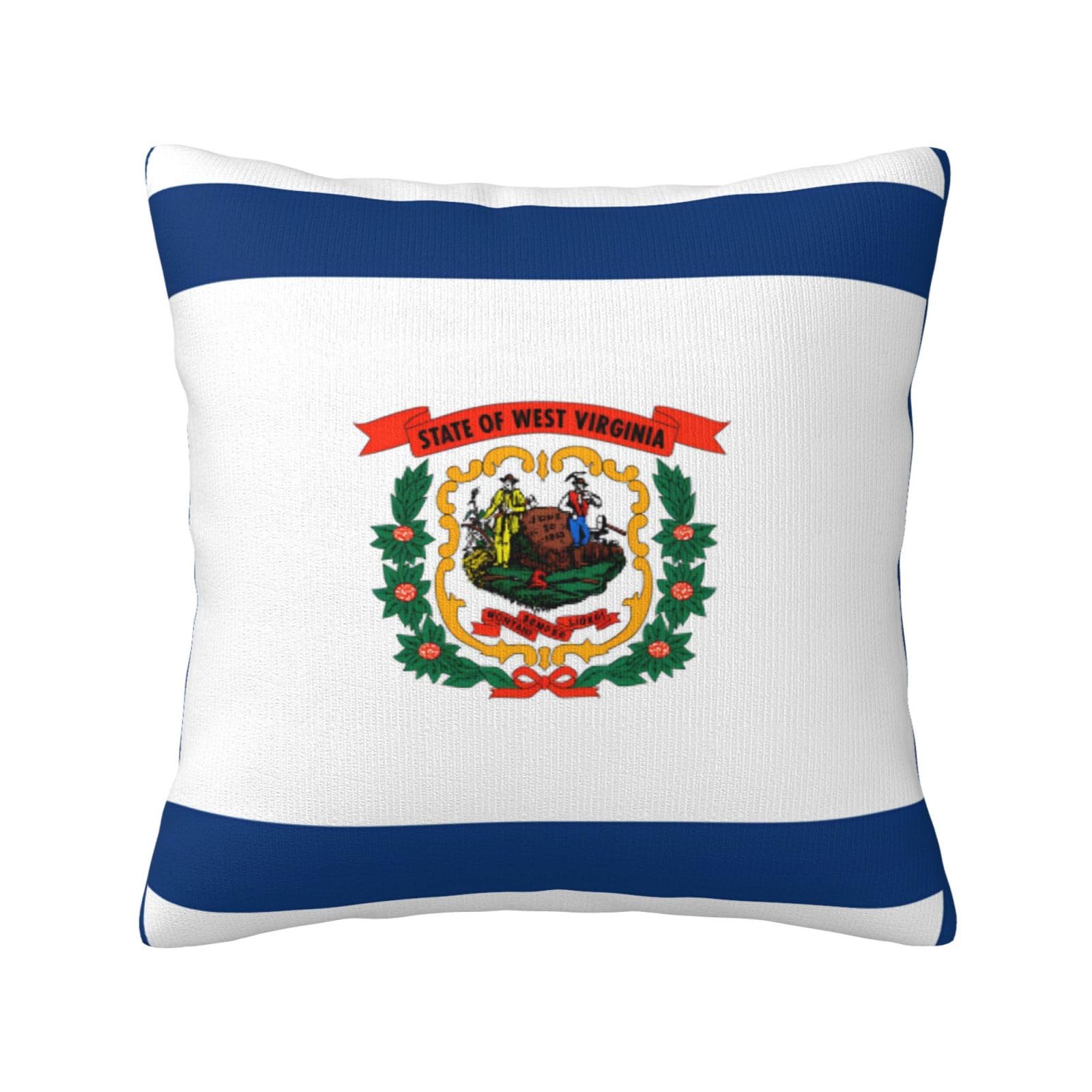 West Virginia Flag Print Decorative Throw Pillow Covers for Sofa, Outdoor and World Cup Celebrations