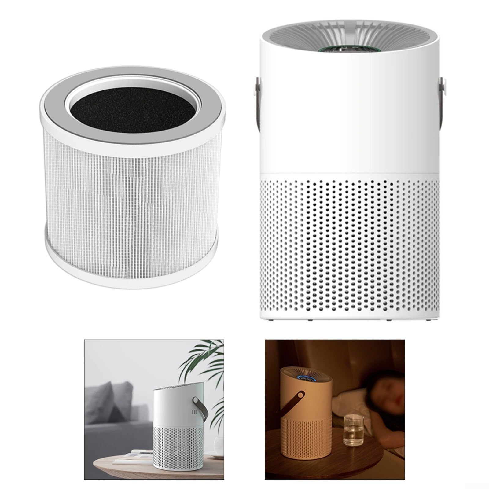 FACAIIO Mini purificador de aire interior para dormitorio, hogar, filtro HEPA, purificador de aire, purificador alimentado por USB, para el hogar, mascotas, coche, cocina (A)