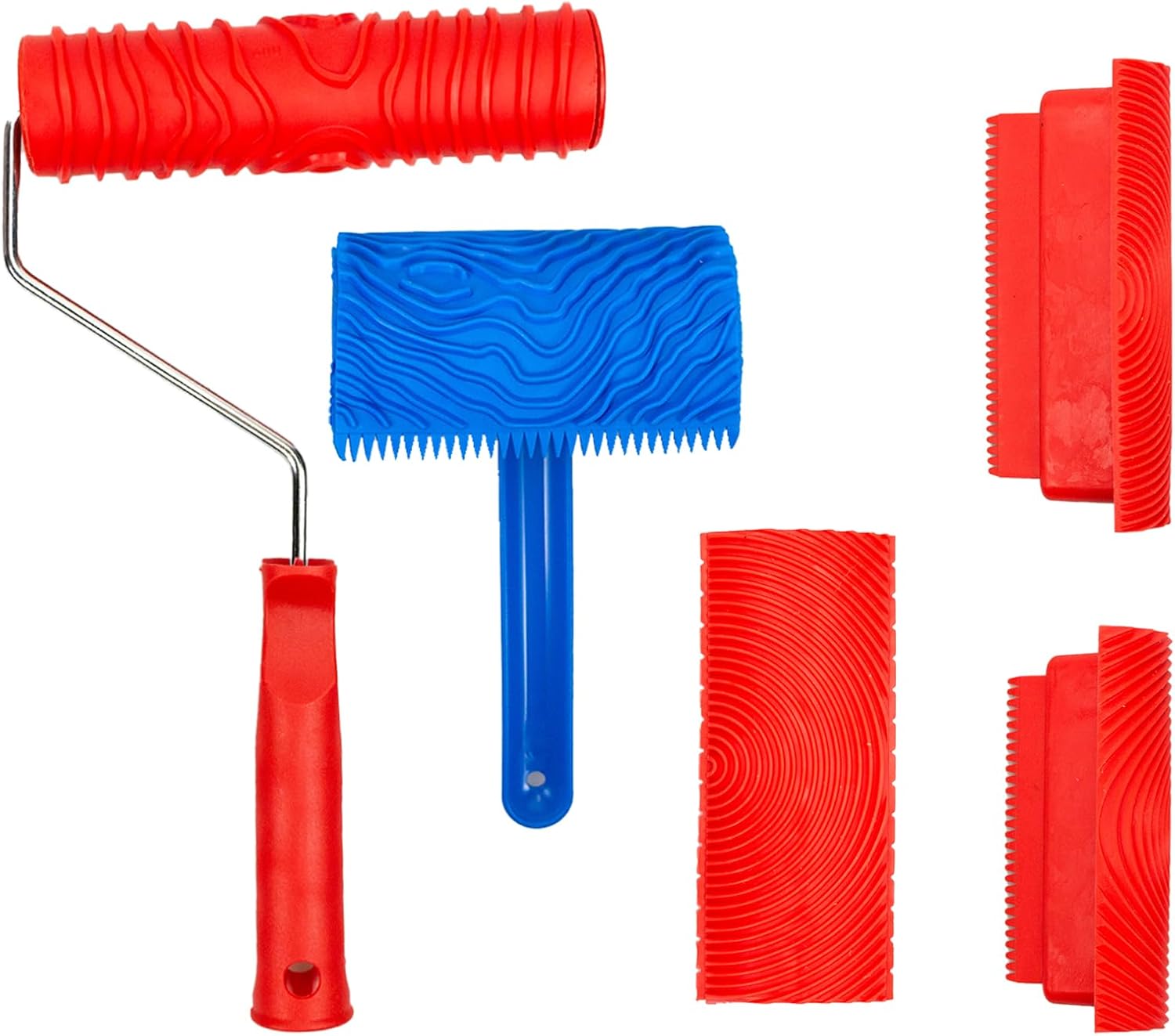 6PCS Wood Graining Tool, Wood Grain Paint Roller with Handle, Wood