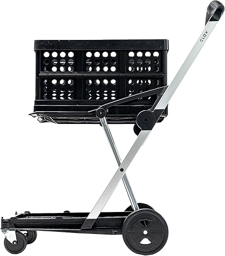 CLAX, Carros plegables funcionales multifuncionales, carrito plegable móvil, carrito de compras con caja de almacenamiento (negro)