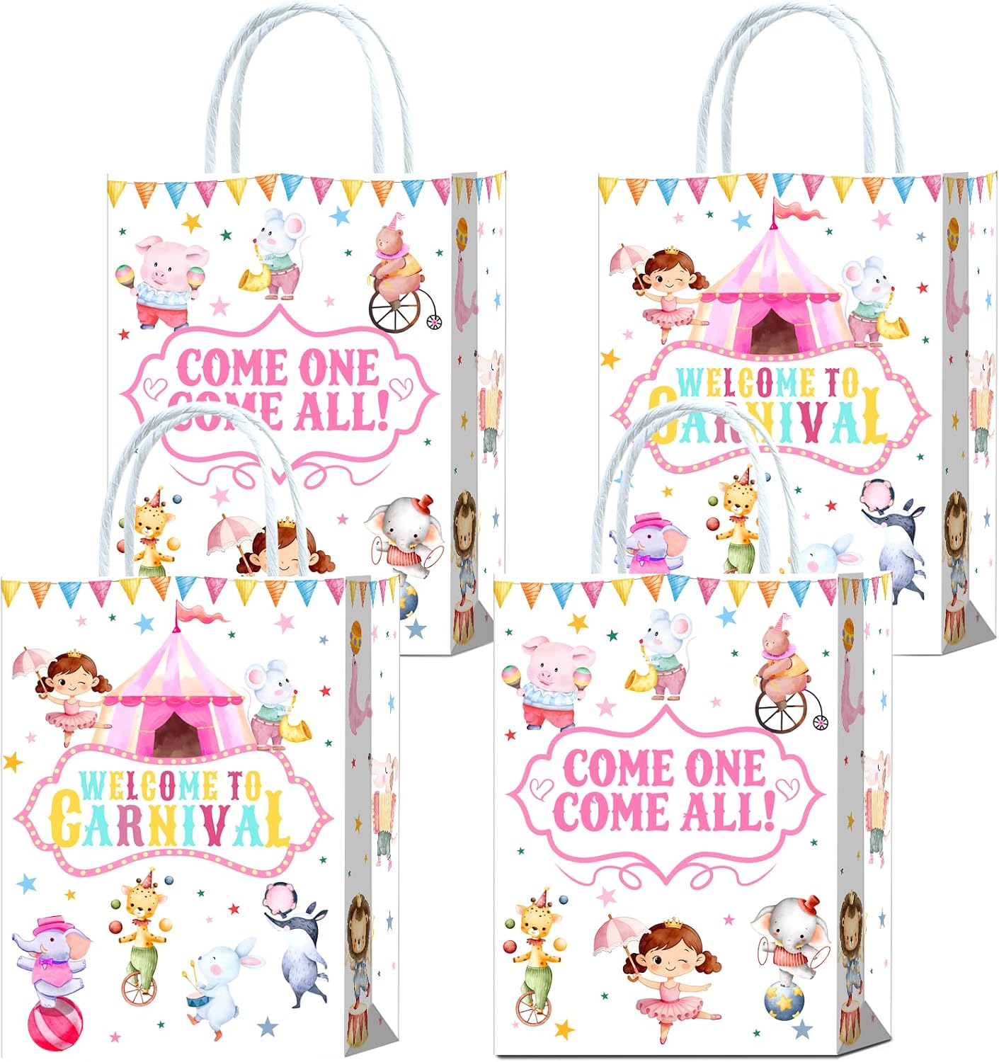16pcs Pink Carnival Decorations Circus Theme Party Decorations Party Bags Come One Come All Carnival Theme Party Decorations Theme Pink Circus Animals Party Bag