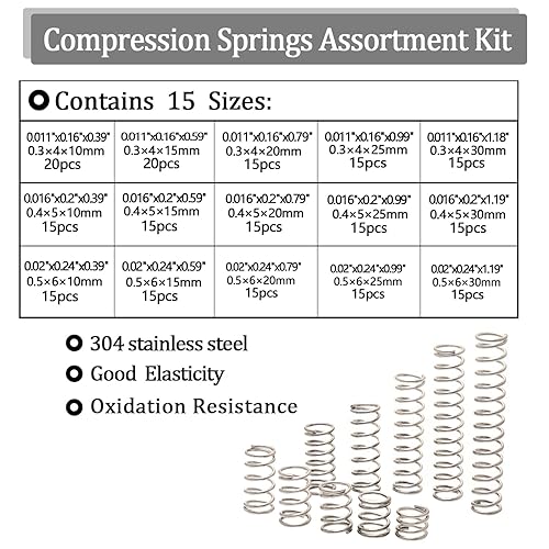 Miniatura 7 de Ruibapa Kit surtido de 200 piezas de resorte chapado en zinc para extensión y resortes de compresión que incluye resortes pequeños de tamaño surtido