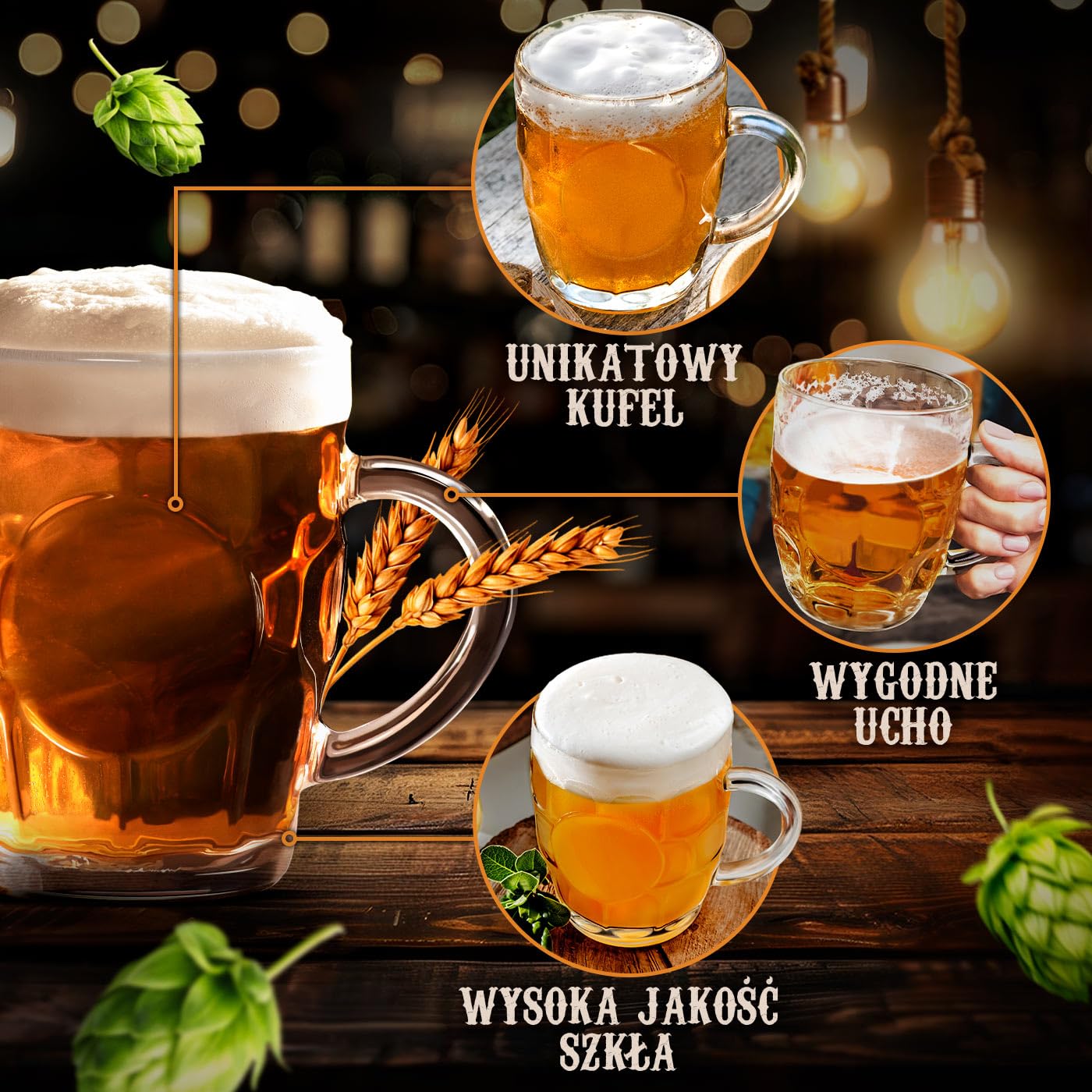 Maverton Kufel do Piwa – Szklany Kufel 500 ml, Klasyczny Design, Idealny Prezent dla Taty, Męża, Dziadka, na Urodziny, Dzień Ojca, Wieczór Kawalerski